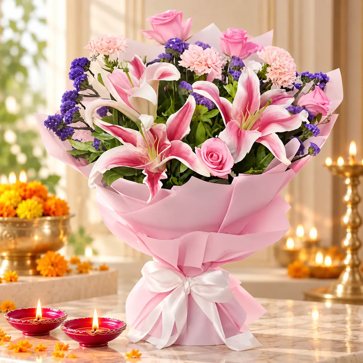 Flowers Bouquet & Diyas