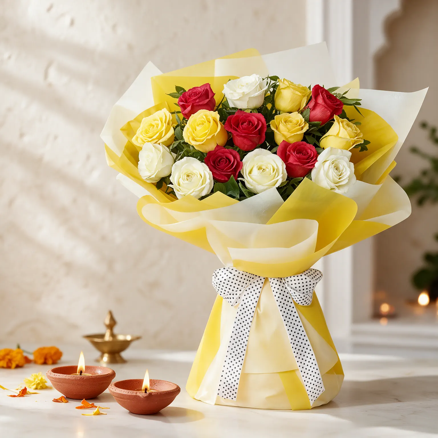 Roses Bouquet with Diyas