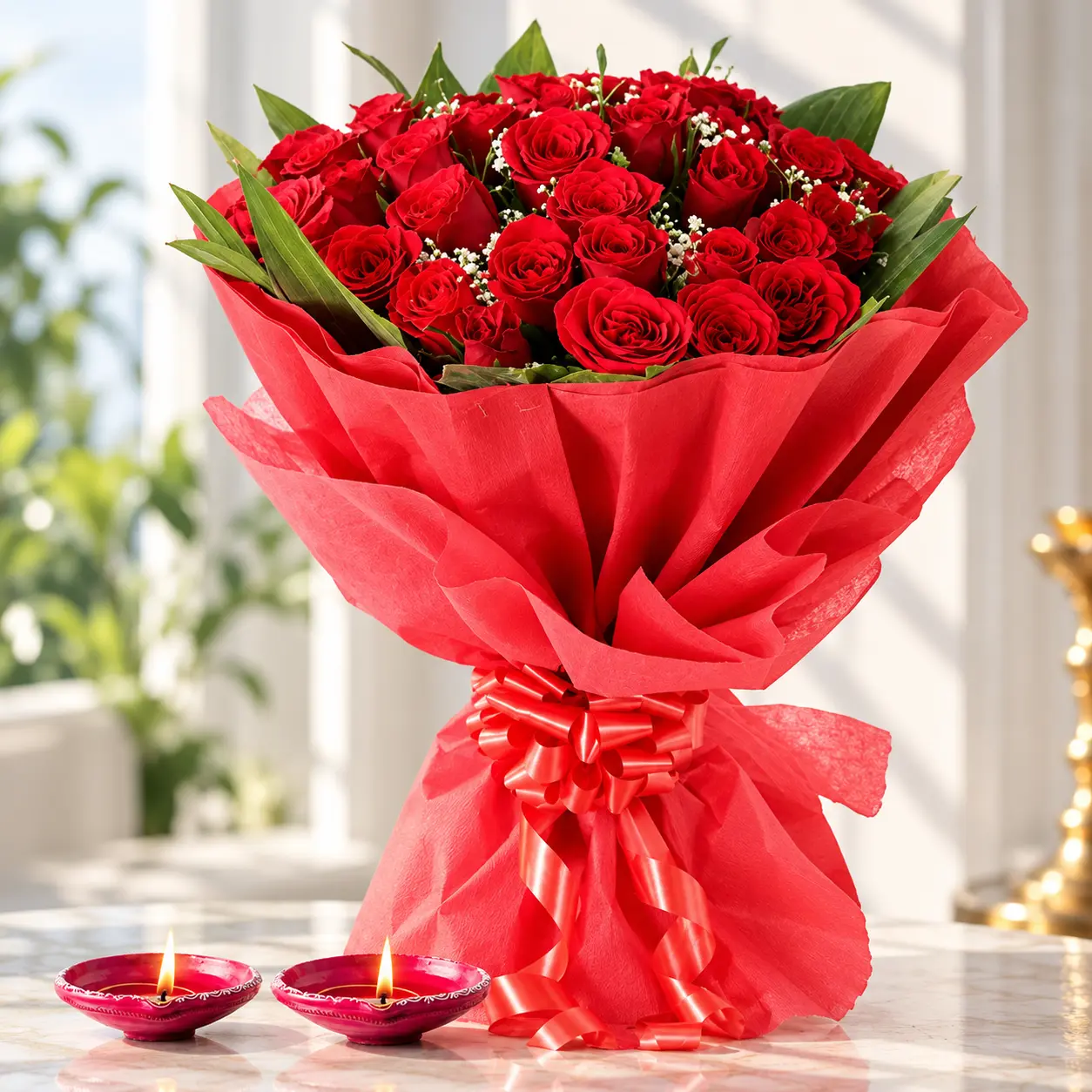 Roses Bouquet & Diyas