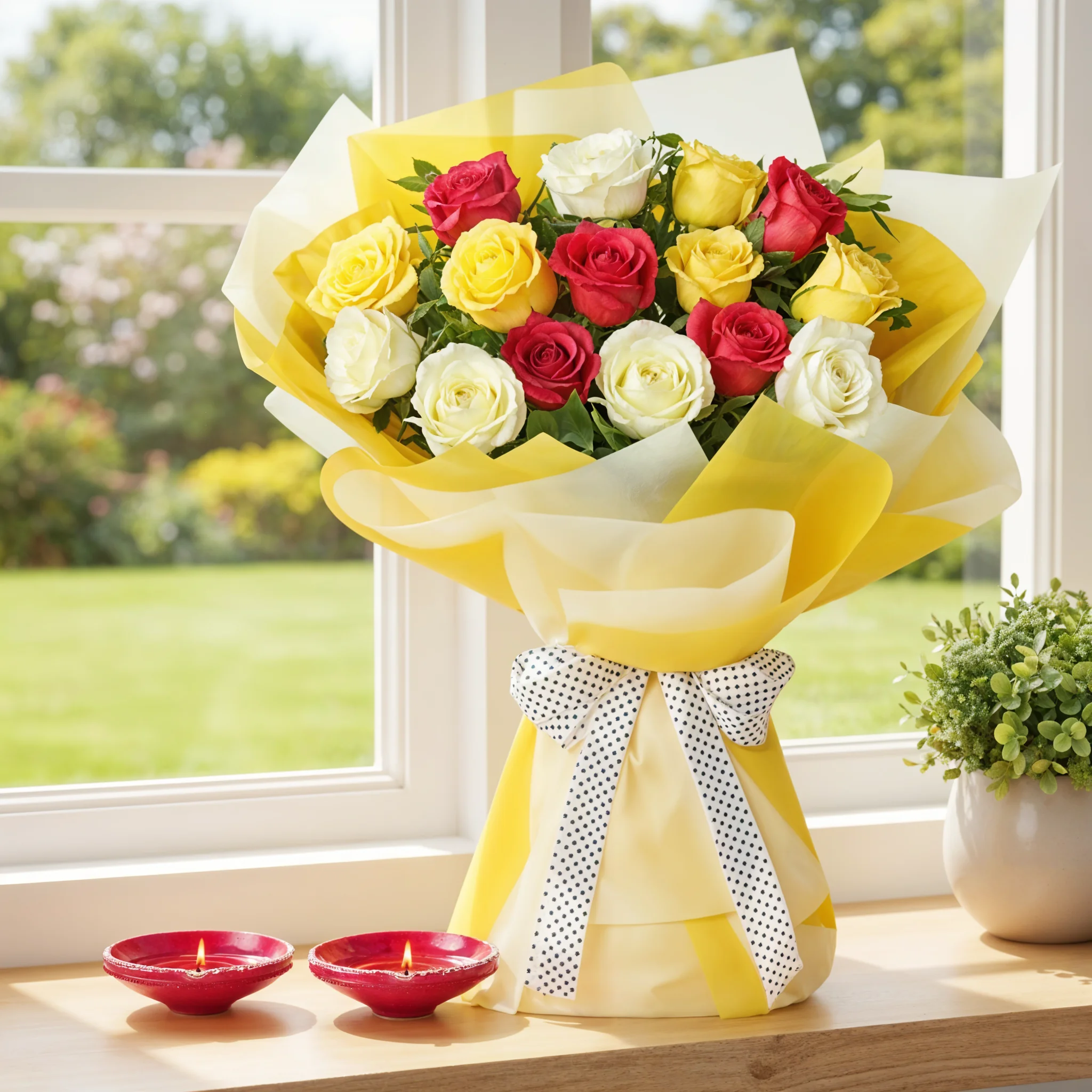 Roses Bouquet with Diyas