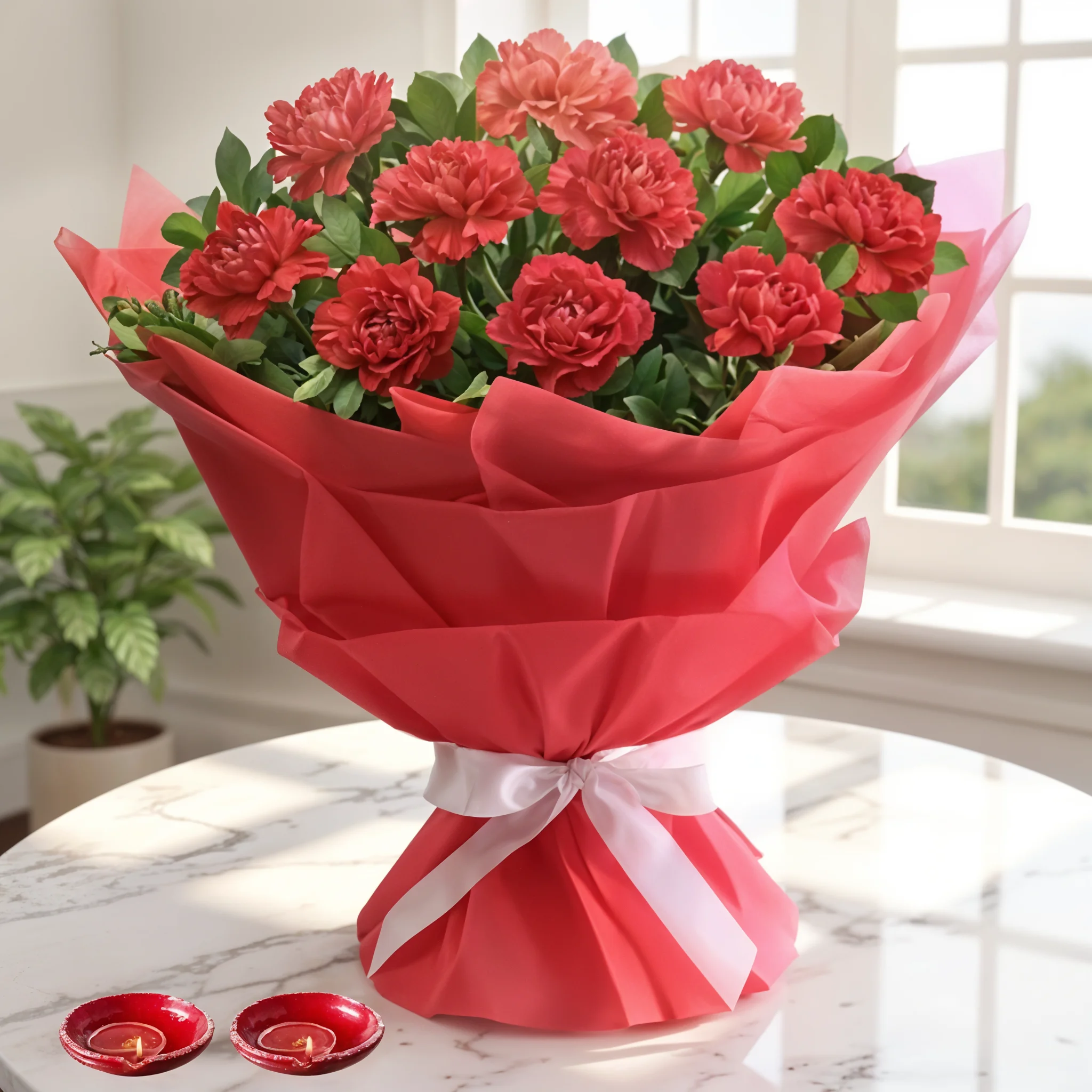 Red Bouquet For Diwali