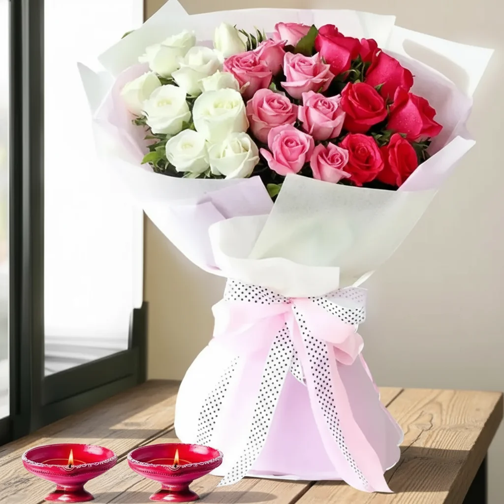 Flowers Bouquet With Diyas