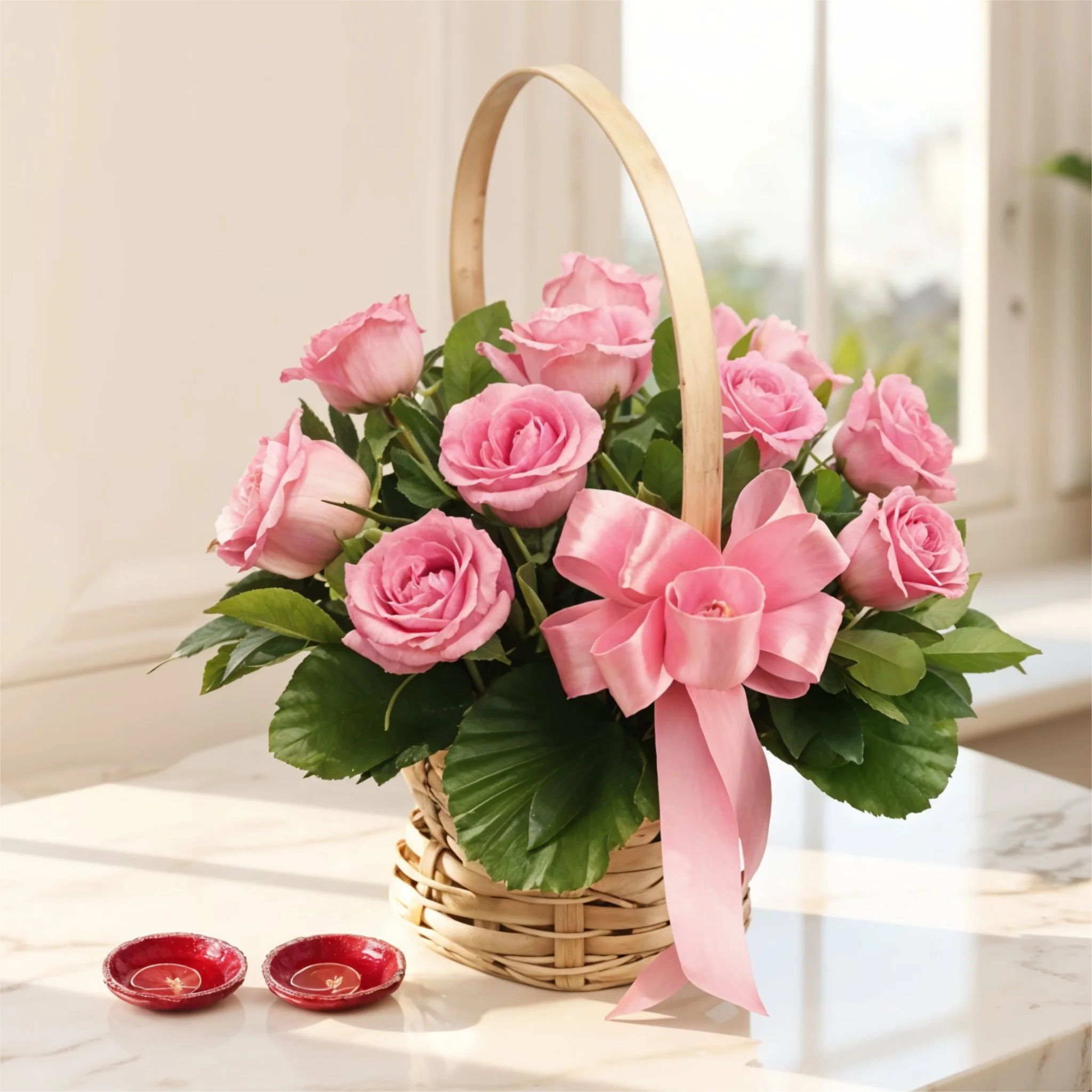 Pink Rose Basket