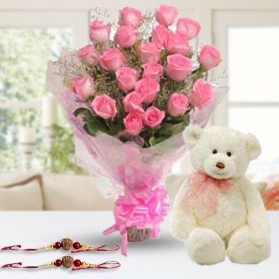 Flowers & Teddy & Rakhi