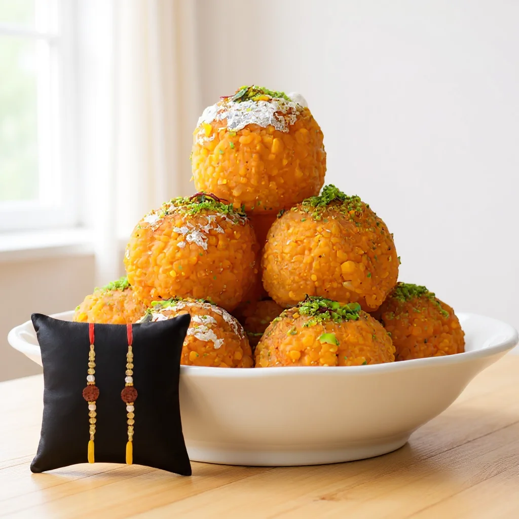 Besan Laddu with Free Rakhis